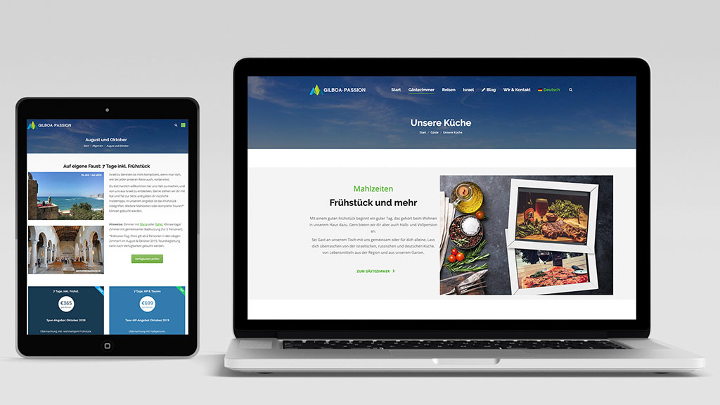 Ipad Desktopanzeige Gilboa passion website